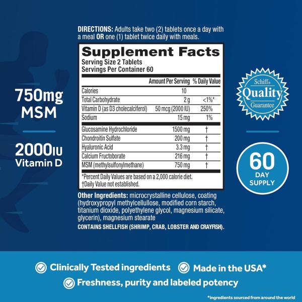 Move Free Advanced with Vit D3 - 120 Tablets - Supplement facts